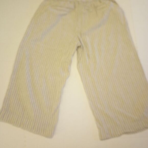 Beach lunch lounge cropped striped linen elastic drawstring waist pants - Picture 3 of 9